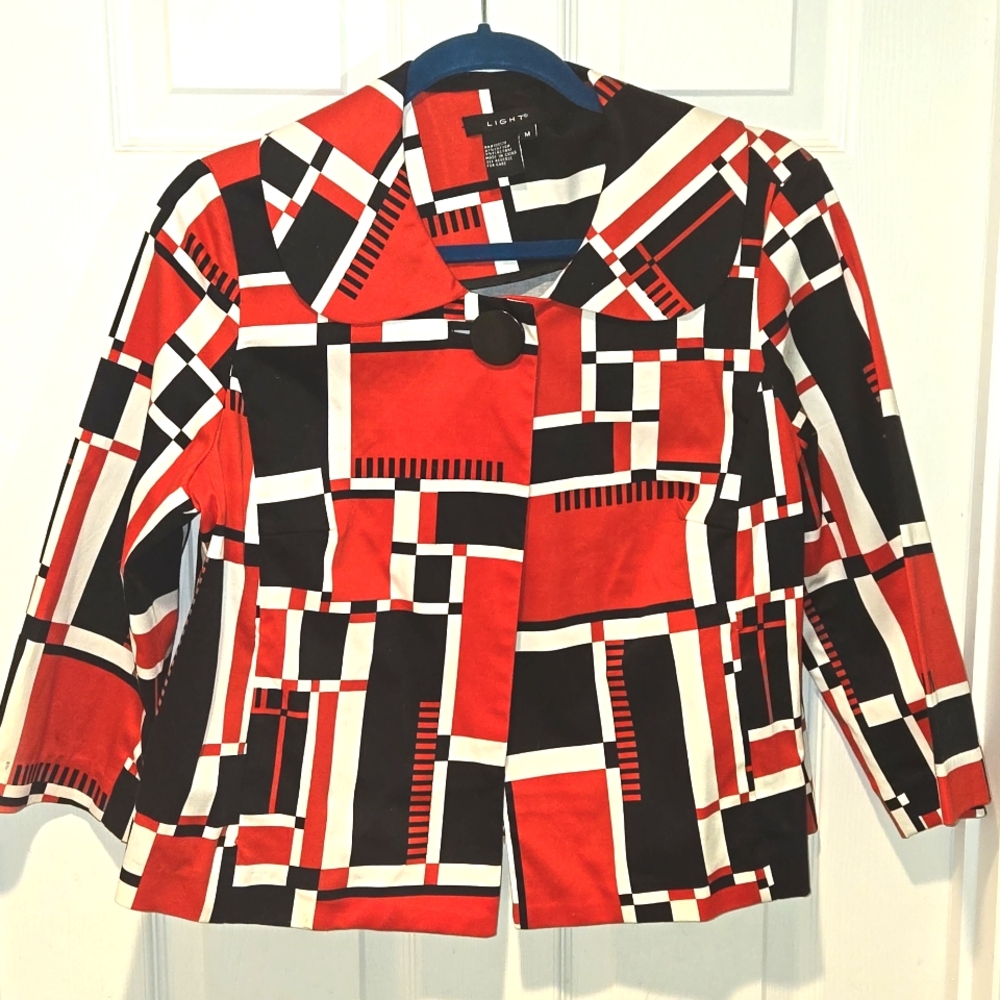 Light Brand Red-Black-White Pattern Jacket Size M